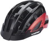 Kaski rowerowe - Lazer Compact DLX kask rowerowy LED siatka na owady czerwony czarny połysk - miniaturka - grafika 1