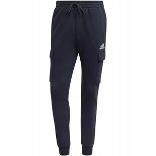 Spodnie męskie adidas Essentials Fleece Regular Tapered Cargo granatowe HL2 - Dresy męskie - miniaturka - grafika 1