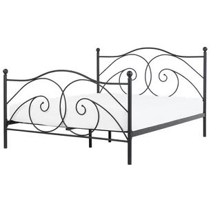 Beliani Łóżko czarne 160 x 200 cm metalowe ze stelażem DINARD - Łóżka - miniaturka - grafika 1