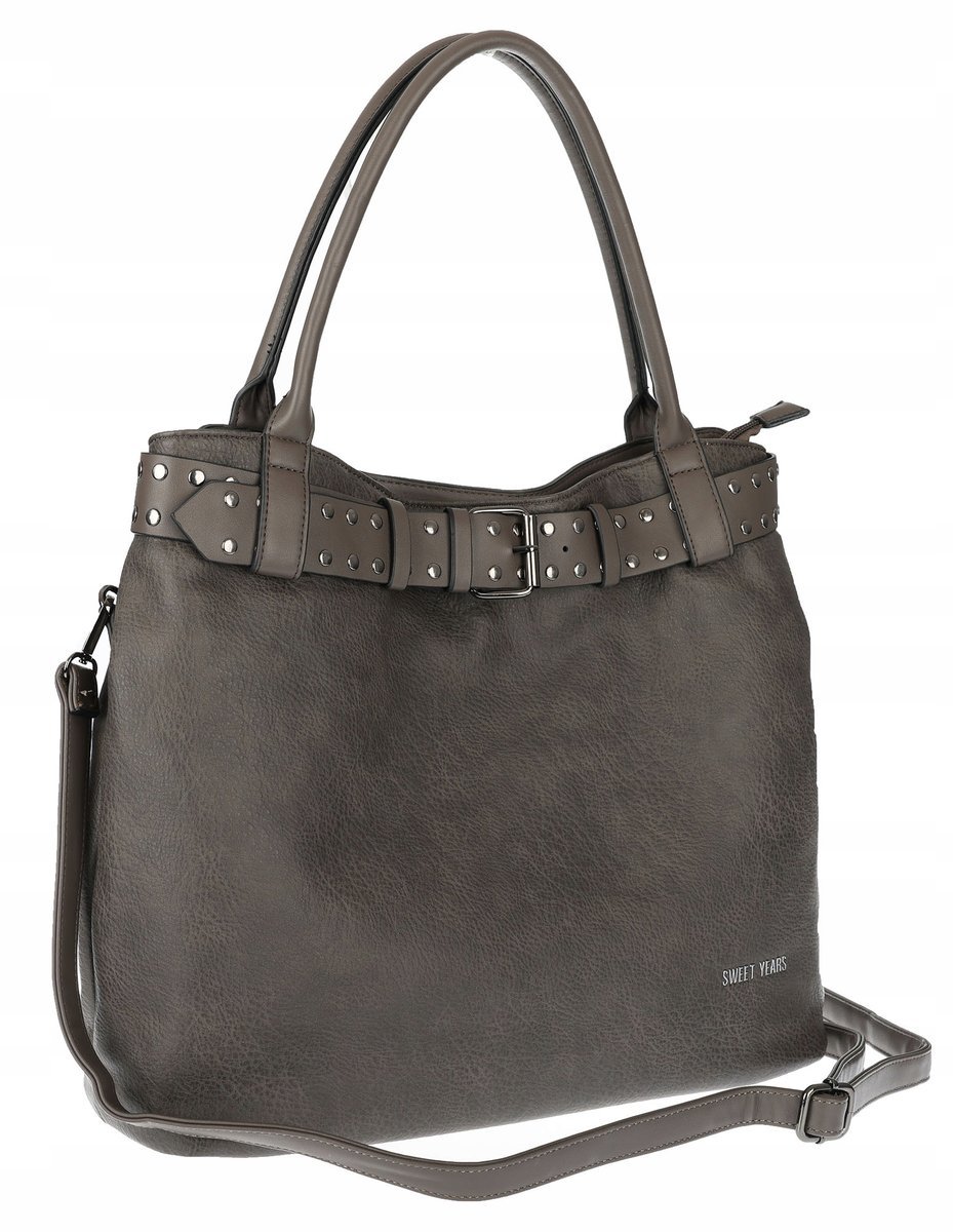 Torebka Damska Shopper worek modna duża torba A4 na Ramię 6866 Szara