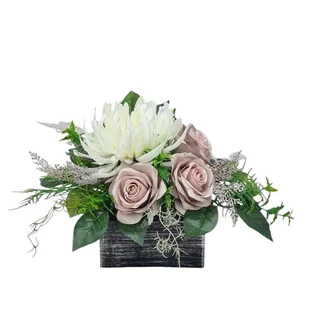 CHRYZANTEMA RÓŻE (1524.64) stroik kompozycja na grób cmentarz chryzantemy - Sztuczne kwiaty - miniaturka - grafika 1