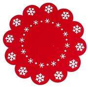 Pozostałe akcesoria świąteczne - Altom, Mata filcowa okrągła, śr. 38 cm, dek. śnieżynki czerwona - miniaturka - grafika 1