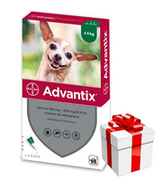 Artykuły przeciw pasożytom - Bayer Advantix dla psów do 4kg 4 pipety x 0,4ml) + niespodzianka dla psa GRATIS! 44827-uniw - miniaturka - grafika 1