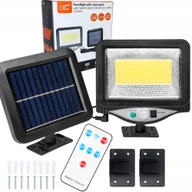 Lampy ogrodowe - Naświetlacz LED COB 10W 100lm z panelem solarnym Z CZUJNIKIEM RUCHU + PILOT - miniaturka - grafika 1