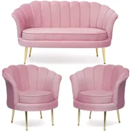 Komplety wypoczynkowe - Sofa muszelka + 2 fotele ELIF / różowy #12 - miniaturka - grafika 1