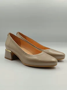 Beżowe czółenka niski obcas złote detale AF1346 PULSO r. 38 - Czółenka - miniaturka - grafika 1