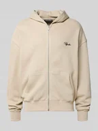 Bluzy męskie - Bluza rozpinana o kroju oversized z kapturem i wyhaftowanym logo - miniaturka - grafika 1