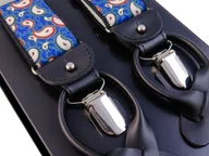 Paski - Niebiesko-czerwone szelki we wzór paisley na żabki i na guziki G61 - miniaturka - grafika 1