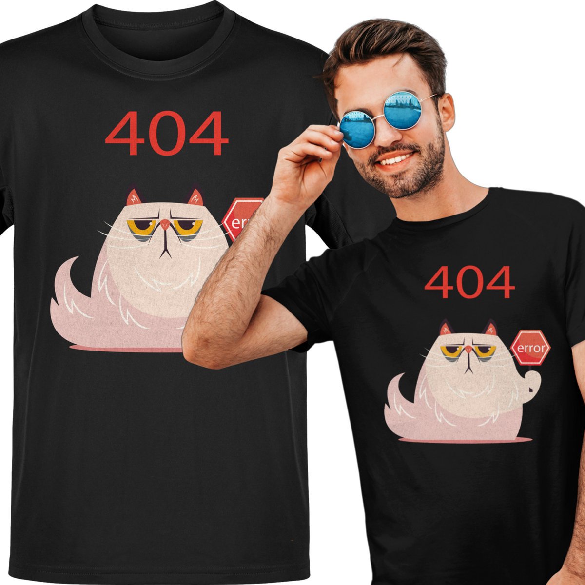 Koszulka męska Błąd Error 404 Kot M
