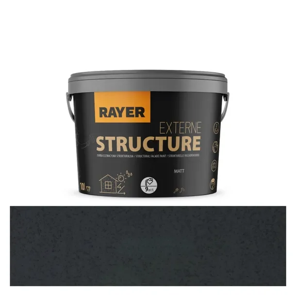 Farba Strukturalna Elewacyjna RAYER 10l grafitowy