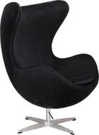 Fotele - D2.DESIGN Fotel Jajo Velvet czarne/ srebrna podstawa - miniaturka - grafika 1