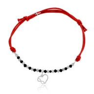 Bransoletki - Srebrna bransoletka czerwony sznurek serce i nieskończoność pr. 925 - miniaturka - grafika 1