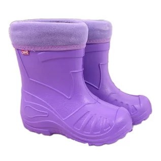 Buty dla dziewczynek - Kalosze śniegowce dziewczęce ze skarpetą fioletowe Befado - grafika 1
