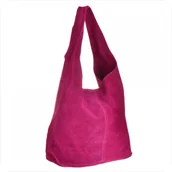 Plecaki worki - Torebka skóra naturalna zamszowa shopper fuksja worek - miniaturka - grafika 1