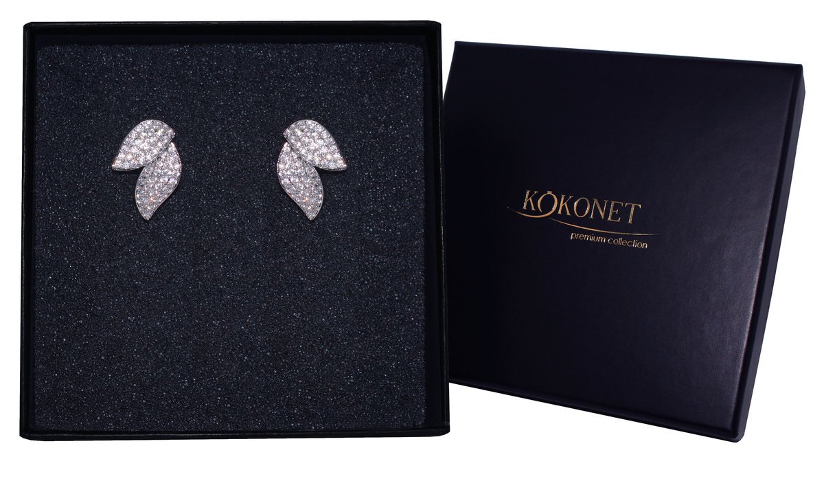 Kolczyki skrzydła eleganckie ślubne Srebrne swarovski wysadzane cyrkoniami