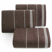 Ręczniki - Ręcznik bawełniany 30x50 MIRA brązowy zdobiony bordiurą w pasy - miniaturka - grafika 1