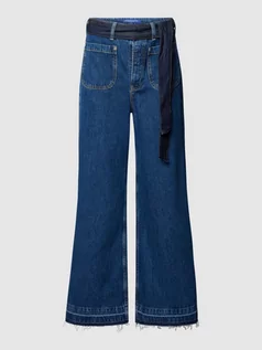 Spodnie damskie - Jeansy z wiązanym paskiem - grafika 1
