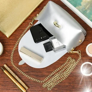 Elegancka WŁOSKA SKÓRZANA torebka WIECZOROWA łańcuszek mała skóra naturalna - Torebki damskie - miniaturka - grafika 1