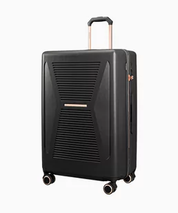 PUCCINI Duża czarna walizka z elementami rose gold - Walizki - miniaturka - grafika 1