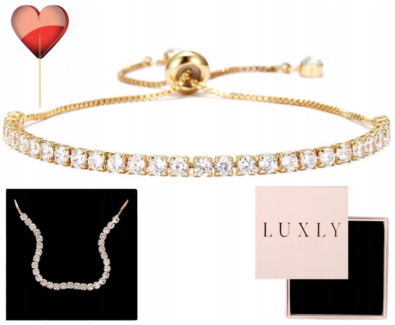 Bransoletka Damska Złota Z Kryształami Swarovski Regulowana Na Prezent