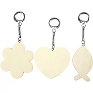 Lalki dla dziewczynek - Breloczek do kluczy z drewnianym wisiorkiem, rozmiar 6-7 cm, grubość 3 mm, 3 szt - miniaturka - grafika 1