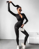 Kombinezony - Kombinezon damski OLAVOGA STRETCHY 2024 czerń M - Fashionplace - miniaturka - grafika 1