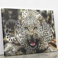Malowanie po numerach - Groźna pantera śnieżna - Malowanie po numerach 50x40 cm - miniaturka - grafika 1