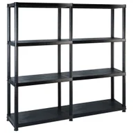 Szafy i regały magazynowe - vidaXL Regał 4-poziomowy, czarny, 122x30,5x130 cm, plastikowy 3059851 - miniaturka - grafika 1