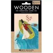 Kartki okolicznościowe i zaproszenia - Cozywood Karnet drewniany C6 + koperta Ślub Para w łódce - miniaturka - grafika 1