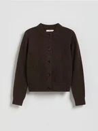 Swetry dla dziewczynek - Reserved - Kardigan z domieszką wełny - brązowy - miniaturka - grafika 1