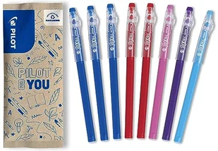 PILOT - Zestaw 8 długopisów FriXion Ball Stick - 3 niebieskie, 2 czerwone, 1 różowe, 1 fioletowe, 1 niebieskie - tanie pióro FriXion - Do umieszczenia w pudełku - Artykuły szkolne - Długopisy - miniaturka - grafika 1