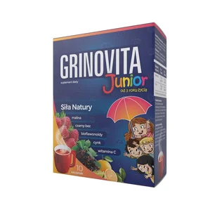 Grinovita Junior Proszek do Rozpuszczenia - 10 sasz. - Przeziębienie i grypa - miniaturka - grafika 1