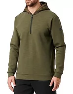 Bluzy męskie - Hackett London Męska bluza z kapturem HS Hybrid HDY HZ, brązowa (khaki, XS, Brązowy (khaki), XS - miniaturka - grafika 1