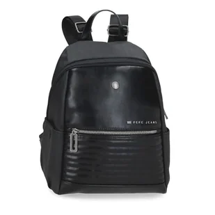 Pepe Jeans Plecak Biker Casual Czarny 25x35x13 cm Poliester z Detalami Ze Sztucznej Skóry 11,38L by Joumma Bags, Czarny (Black), Talla única, plecak na co dzień - Plecaki - miniaturka - grafika 1