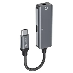 Adapter 2w1 USB-C na mini jack 3.5mm + USB-C Tech-Protect Ultraboost czarny - Adaptery i przejściówki - miniaturka - grafika 1