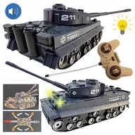 Zabawki zdalnie sterowane - Czołg Na Radio Tygrys R/C Zdalnie Sterowany ze Świecącymi Reflektorami LED - miniaturka - grafika 1