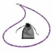 Naszyjniki - Naszyjnik Naturalny Ametyst Kwarc Fioletowy fasetowany 2mm Sreb 925 dł 43cm - miniaturka - grafika 1