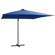 Parasole ogrodowe - Parasol wiszący z LED i stalowym słupkiem 250x250 cm, niebieski - miniaturka - grafika 1