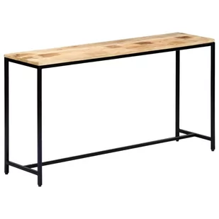 vidaXL Stolik konsola, 140x35x76 cm, lite surowe drewno mango - Konsole i sekretarzyki - miniaturka - grafika 1