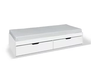 Łóżko białe pod materac 80x200 z szufladami oraz stelażem bez zagłówka - Stelaże pod materac - miniaturka - grafika 1