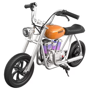 Elektryczny motocykl dla dzieci HYPER GOGO Pioneer 12 Plus z aplikacją, 5.2Ah 160W z oponami 12'x3', zasięg 12KM - pomarańczowy - Motocykle - miniaturka - grafika 3