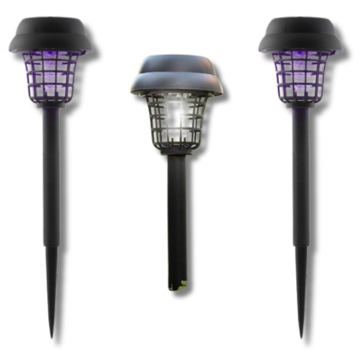 Lampy Solarne Led Ogrodowe Wbijane Zimna Biel Ip65 Uv Anty Komar 2W1 2 Szt.