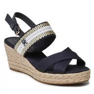 Espadryle damskie - Espadryle Tommy Hilfiger - Golden Webbing Mid Wedge FW0FW07090 Space Blue DW6 - miniaturka - grafika 1