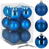 Bombki - SPRINGOS Bombki nietłukące 6cm choinkowe niebieskie 12 szt - miniaturka - grafika 1