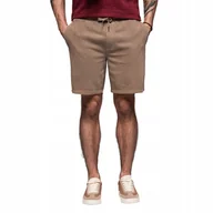 Spodenki męskie - Krótkie spodenki męskie dresowe athleisure jasnobrązowe OM-SRWS-0122 V2 L - miniaturka - grafika 1