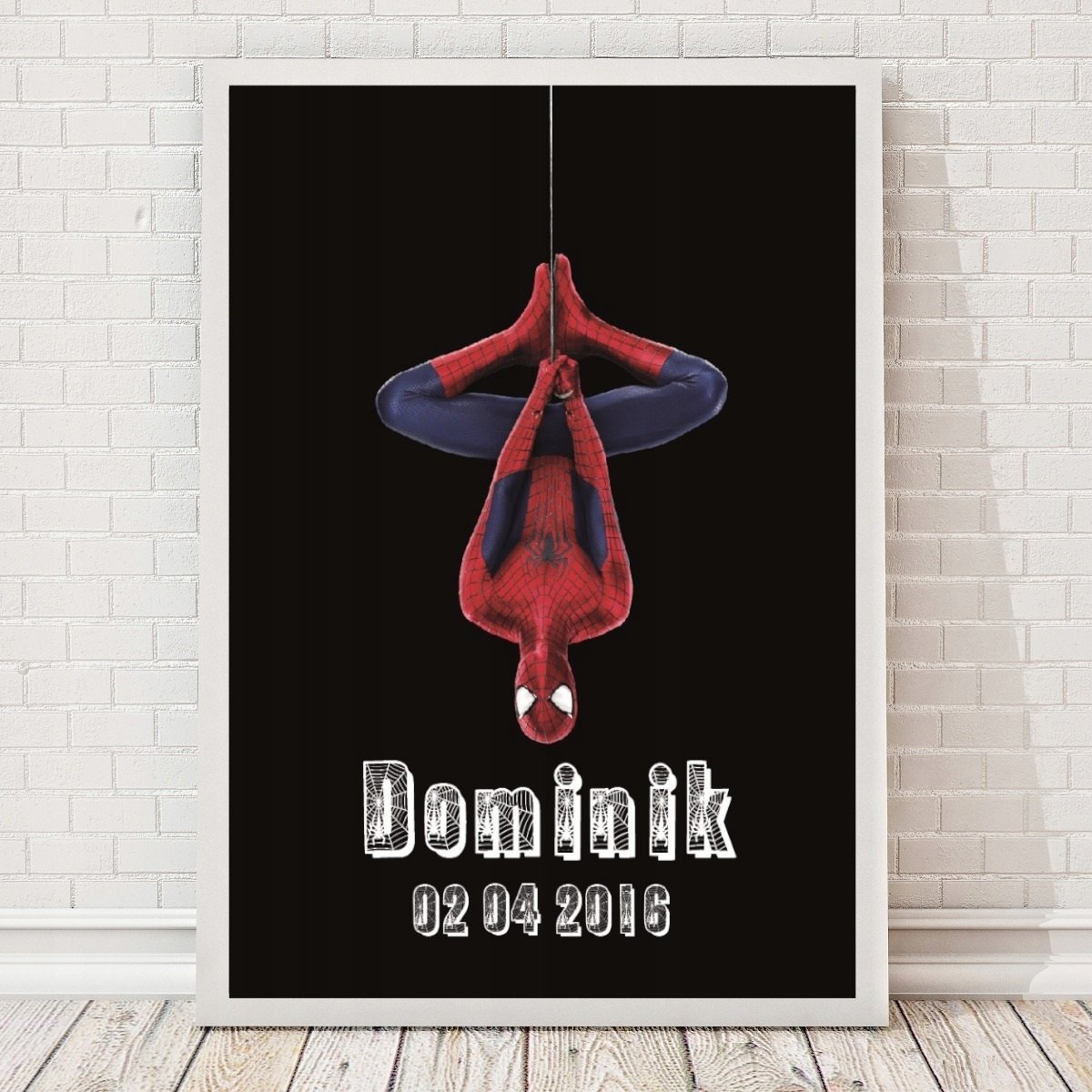 A3 Spiderman - plakat z imieniem dziecka - ramka