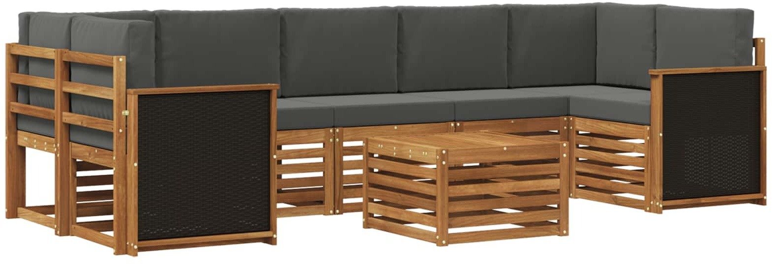 vidaXL Zestaw sof na zewnątrz z poduszką 8 pcs Naturalny i Antracytowy