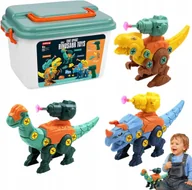 Klocki - KLOCKI KONSTRUKCYJNE EDUKACYJNE DINOZAURY W SKRZYNCE ZE ŚRUBOKRĘTAMI - miniaturka - grafika 1