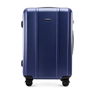WITTCHEN Classic Line elegancka walizka z wytrzymałego poliwęglanu z pionowym tłoczeniem, zamek TSA, granatowy, M, Nowoczesny - Walizki - miniaturka - grafika 1