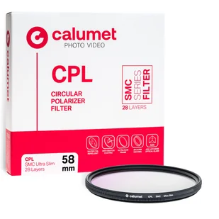 Calumet Filtr CPL SMC 58 mm Ultra Slim 28 warstw - Kup za 179,10 zł (taniej o 10 %) wpisując w koszyku kod: ORANGECALUMET10 - Filtry fotograficzne - miniaturka - grafika 1